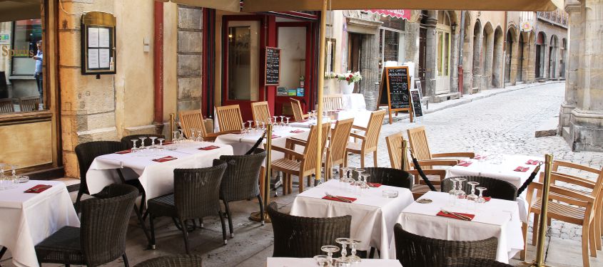 Terrasse du restaurant Aux trois Maries à Lyon